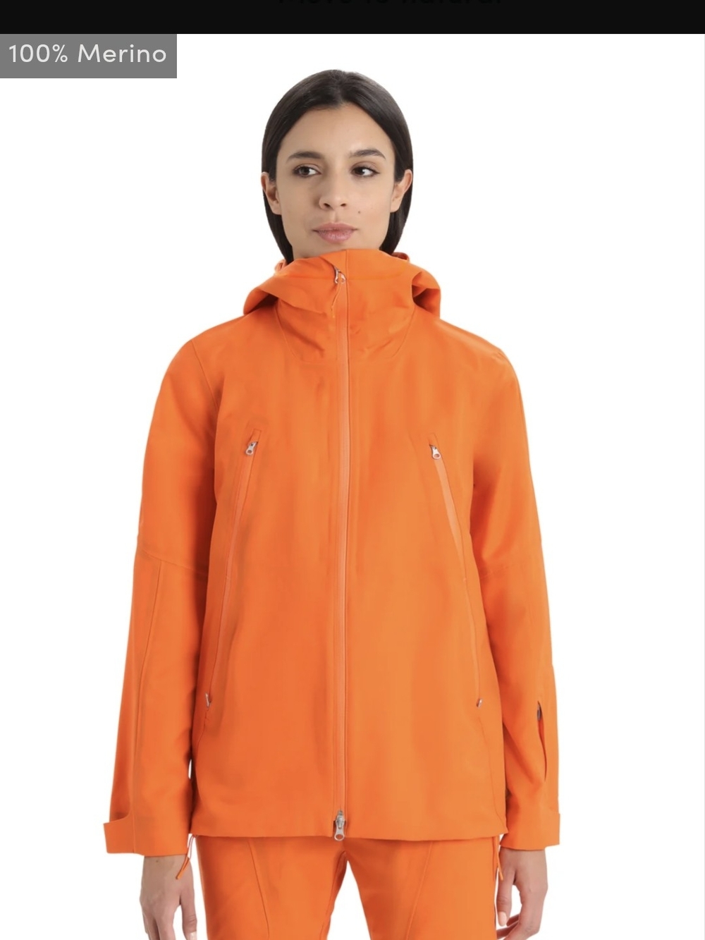 Icebreaker Orange Hooded Merino Wool Water & Windbreaker shell Sailing Hamptons